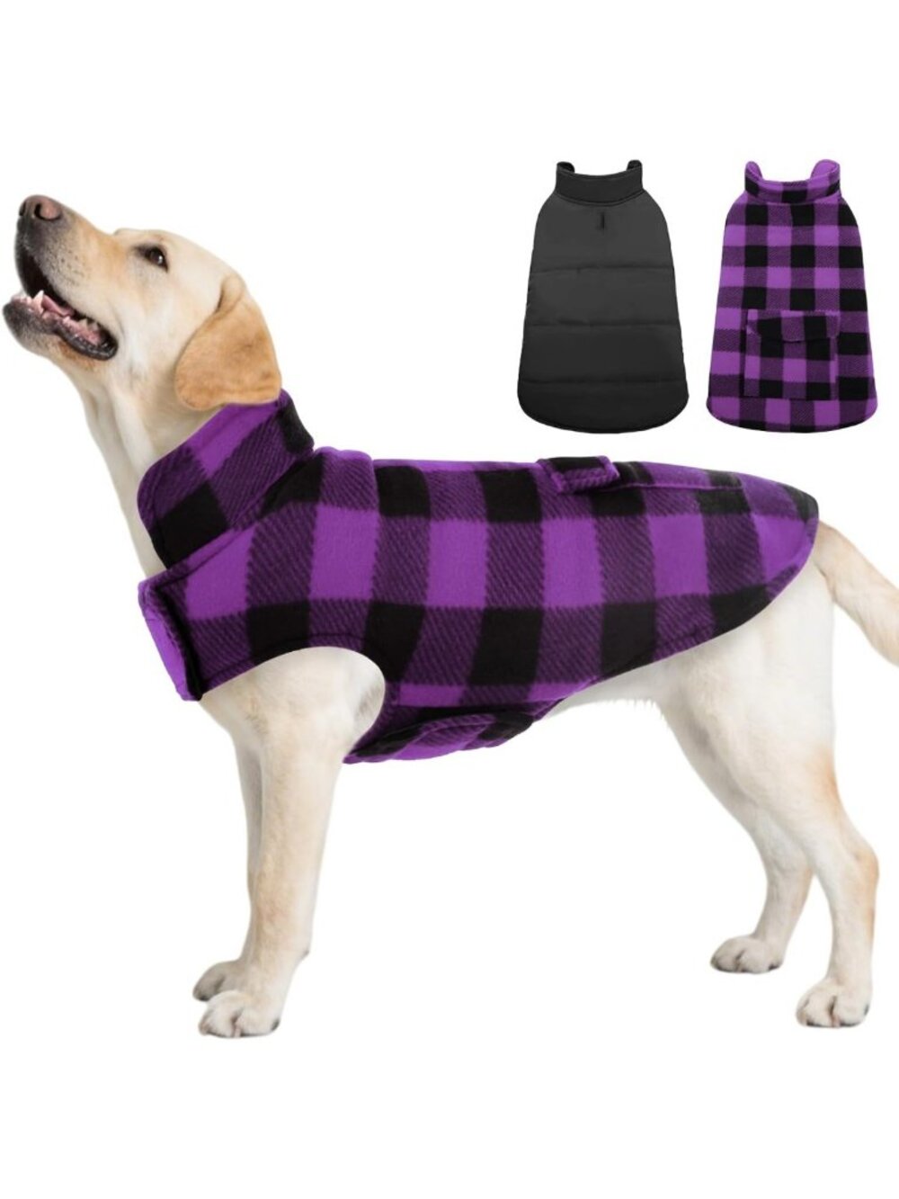 Reversible Dog Winter Coat - Warm Jacket for Small, Medium & Large Dogs